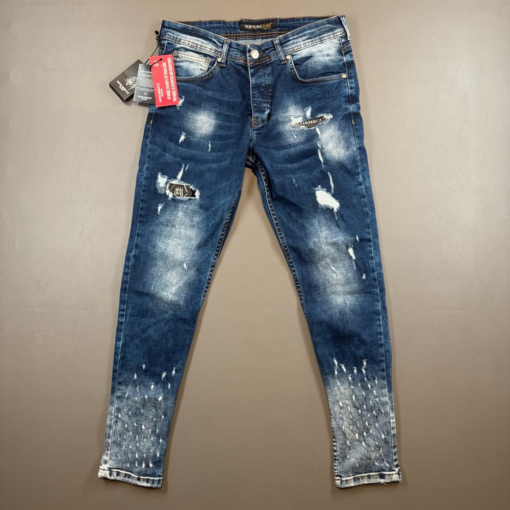 Mario Morato Skinny Fit Distressed Denim Jeans W32 L28 NWT